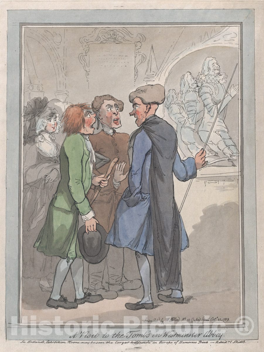 Art Print : Thomas Rowlandson - A Visit to The Tombs : Vintage Wall Art
