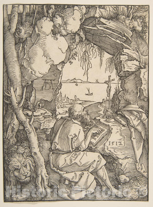 Art Print : Albrecht Dürer - Saint Jerome in a Cave : Vintage Wall Art