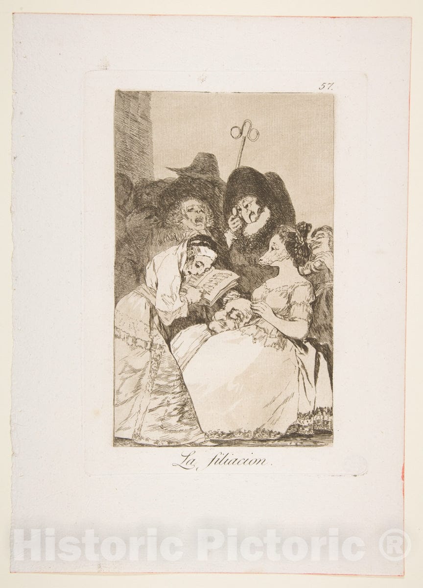 Art Print : Goya - Plate 57 from 'Los Caprichos':The Filiation (La filiacion.) : Vintage Wall Art