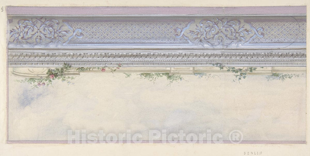 Art Print : Jules-Edmond-Charles Lachaise - Design for The Decoration of a Ceiling Cove in The Hôtel de Pless, Berlin : Vintage Wall Art