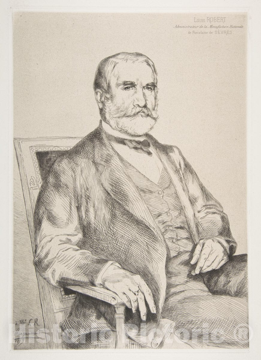 Art Print : Félix Bracquemond - Portrait of Louis Robert 2 : Vintage Wall Art