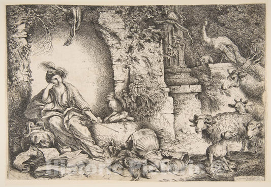 Art Print : Giovanni Benedetto Castiglione (Il Grechetto) - Circe Changing The Companions of Ulysses into Beasts 1 : Vintage Wall Art