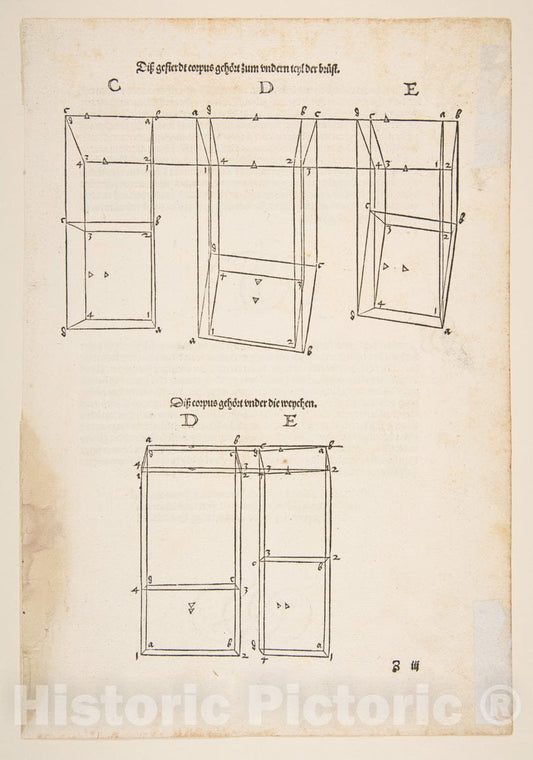 Art Print : Albrecht Dürer - Illustration from Dürers Vier Bucher von Menslicher Proportion, Nuremberg, 1528 1 : Vintage Wall Art
