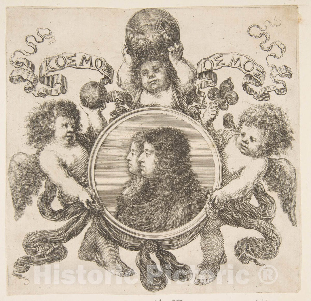 Art Print : Stefano Della Bella - Cosimo de Medici, Prince of Tuscany, and His Wife, Marguerite Louise d'Orleans : Vintage Wall Art