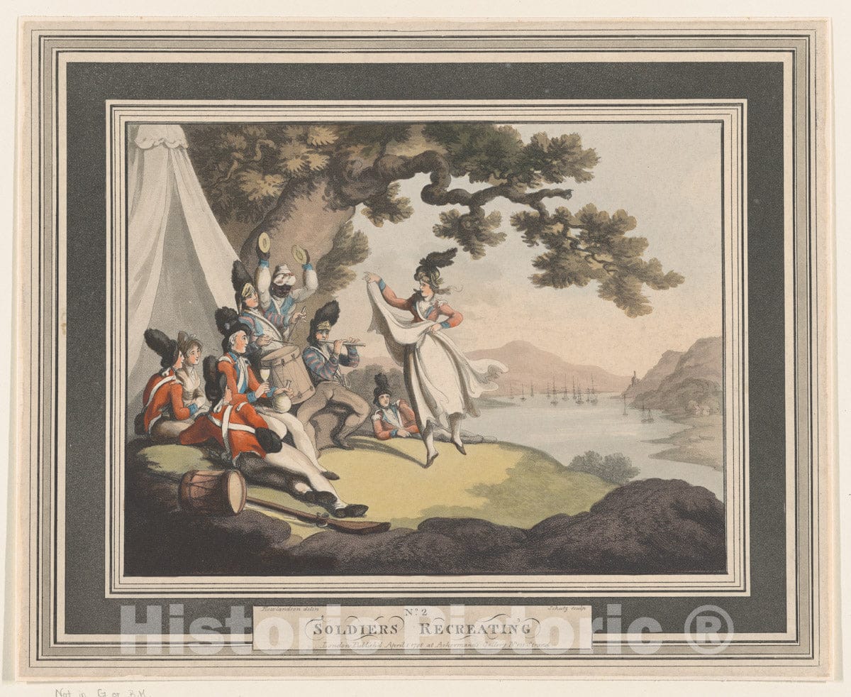 Art Print : Heinrich Joseph Schu?tz - Soldiers Recreating : Vintage Wall Art