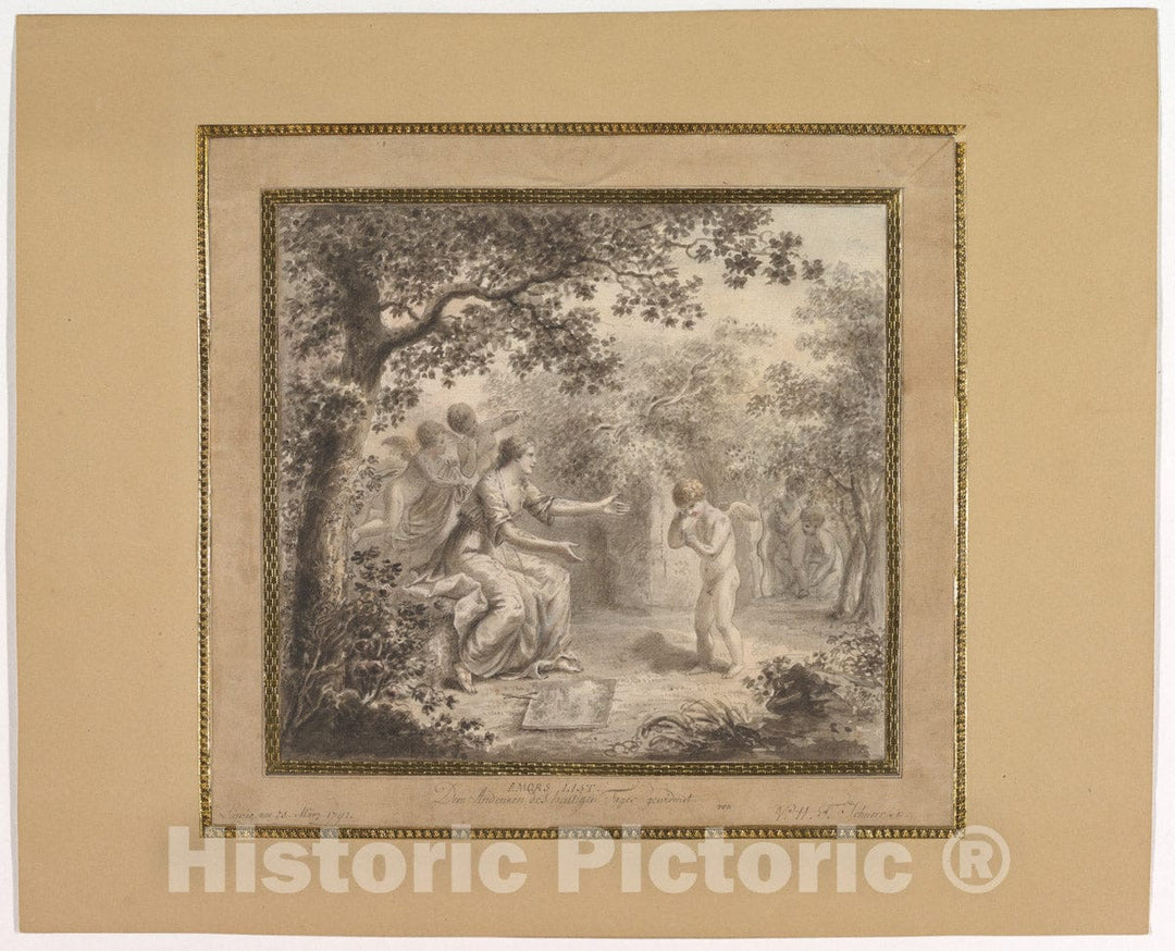 Art Print : Hans Veit Friedrich Schnorr von Carolsfeld - Cupid's ruse : Vintage Wall Art
