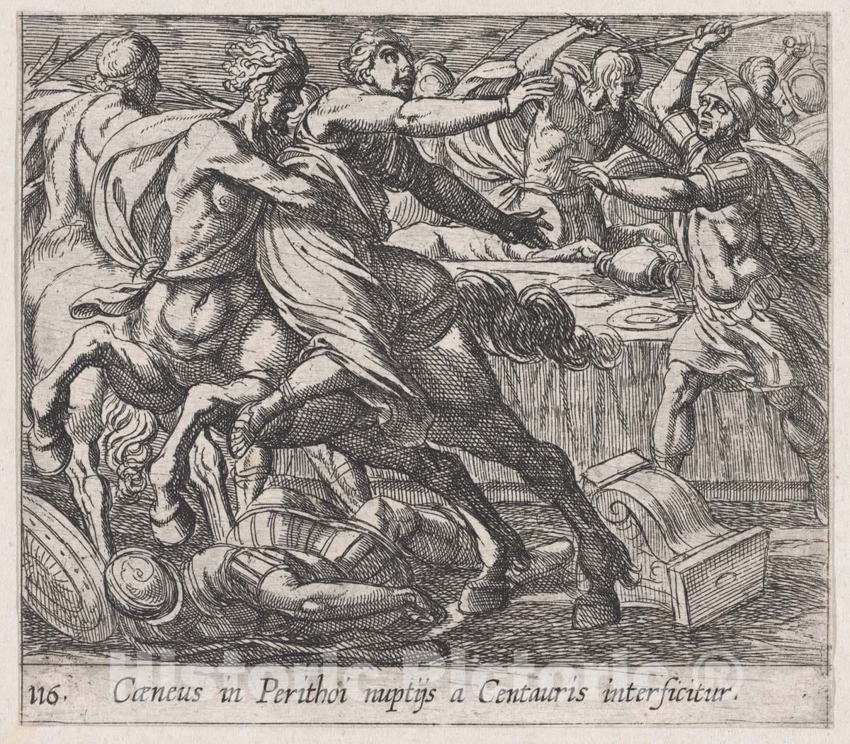 Art Print : Plate 116: The Battle of The Lapithae and The Centaurs - Artist: Antonio Tempesta - Created: 1606 : Vintage Wall Art