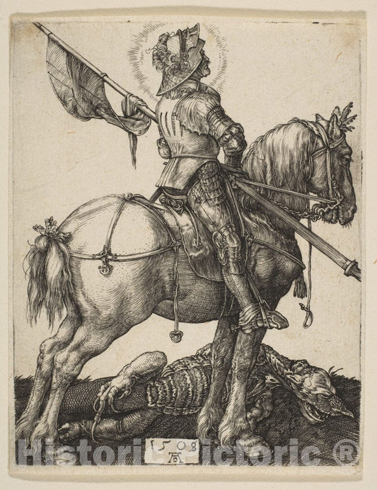 Art Print : Albrecht Dürer - Saint George on Horseback : Vintage Wall Art