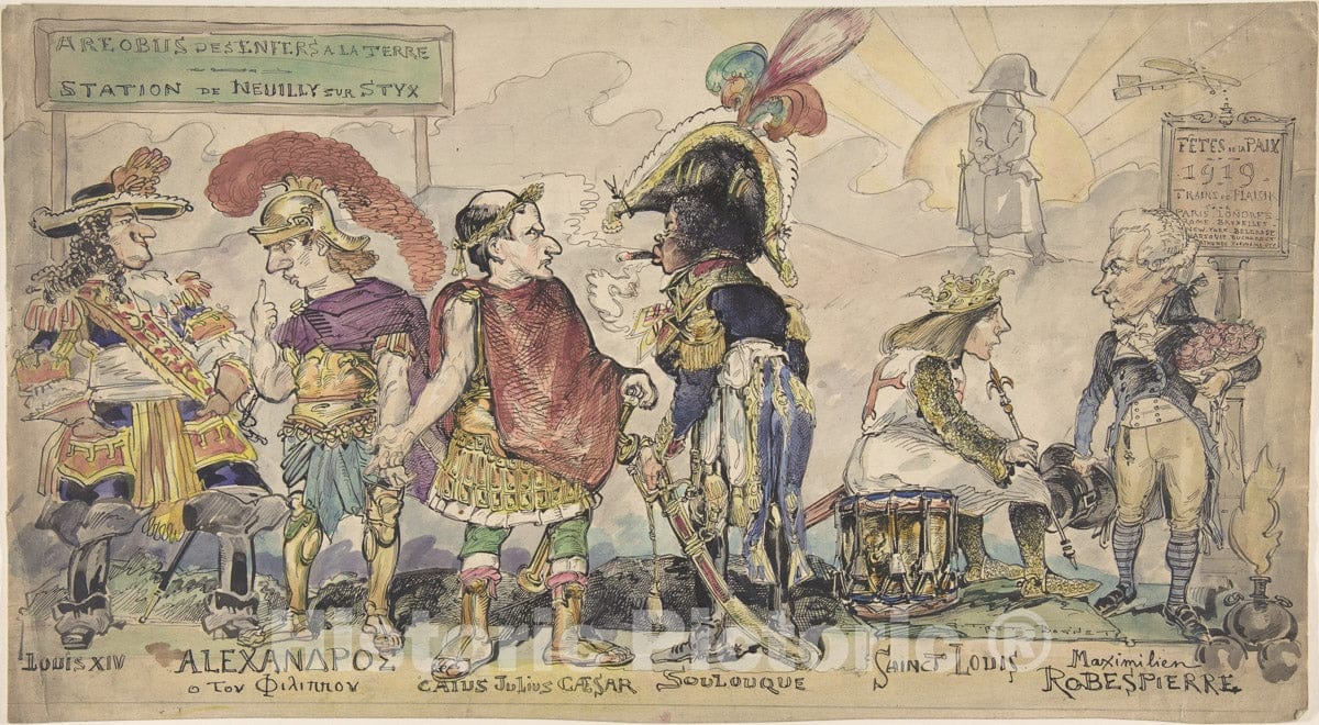 Art Print : Georges Tiret-Bognet - The Bus from Hell to Earth, Peace Day, 1919 : Vintage Wall Art