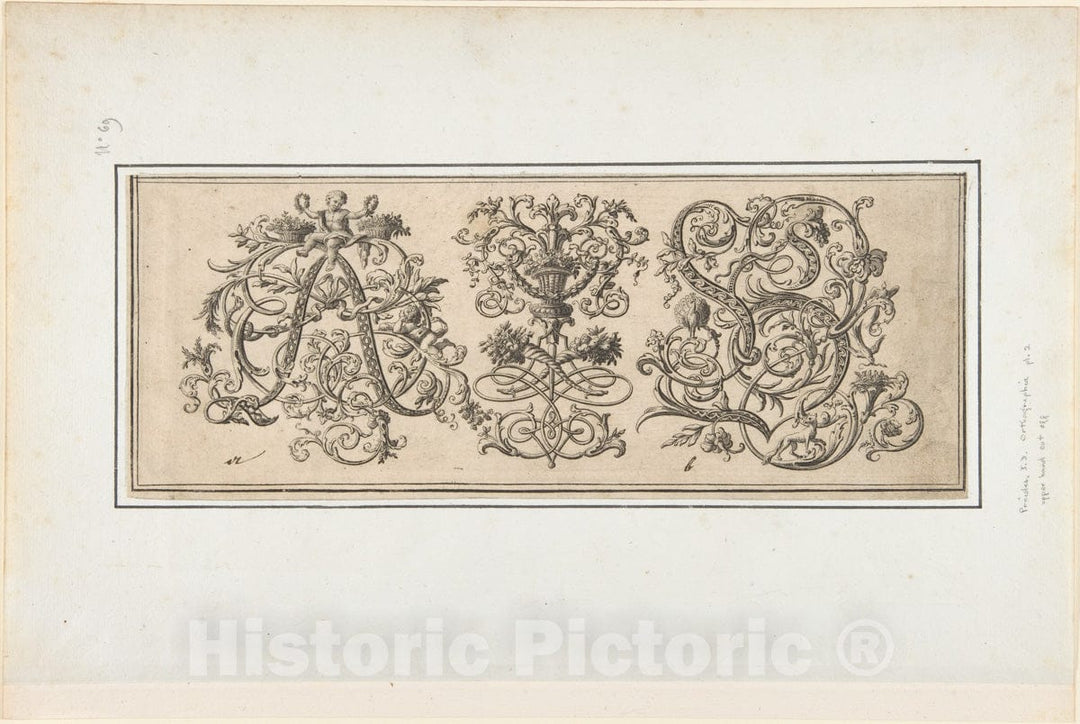 Art Print : Johann Daniel Preissler - Orthographia, pl.2 : Vintage Wall Art