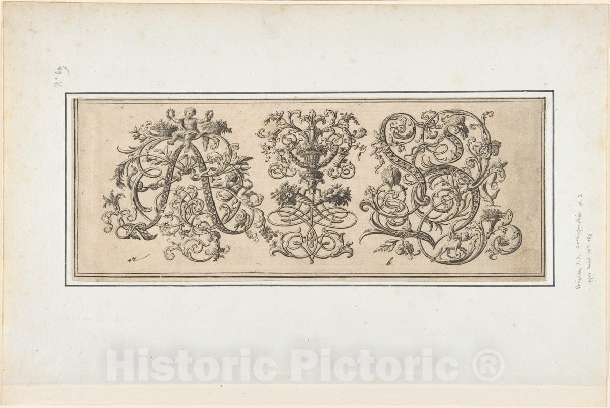 Art Print : Johann Daniel Preissler - Orthographia, pl.2 : Vintage Wall Art