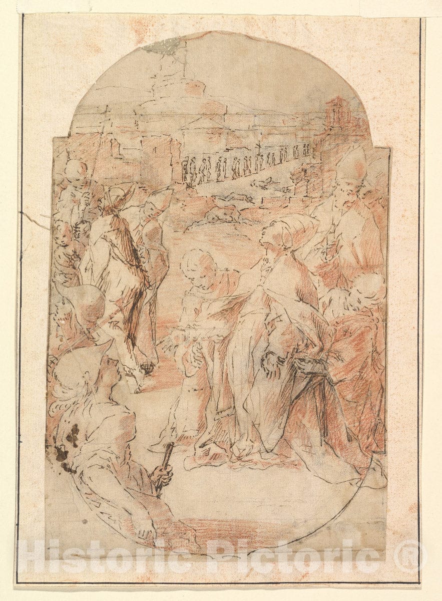 Art Print : Giovanni Lanfranco - The Consecration of The Site of a Church in Rome by a Pope (The Miracle of Saint Mary of The Snows?). : Vintage Wall Art