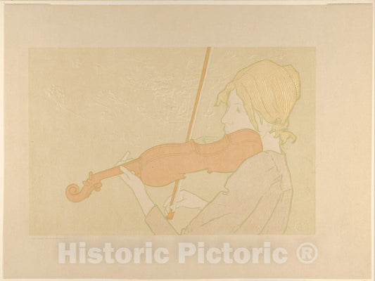 Art Print : Alexandre-Louis-Marie Charpentier - Girl with a Violin (La fille au violon) : Vintage Wall Art