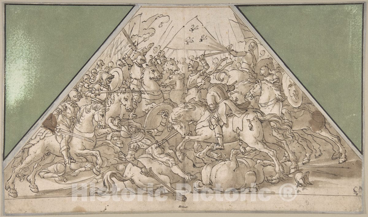Art Print : Hans Heinrich Waegmann - Battle Scene : Vintage Wall Art