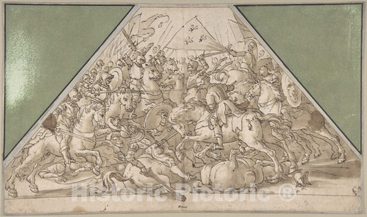 Art Print : Hans Heinrich Waegmann - Battle Scene : Vintage Wall Art