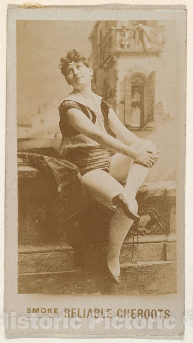 Photo Print : Actress Seated with Hands on Knee, from The Actresses Series (N666) to Promote Reliable Cheroots : Vintage Wall Art