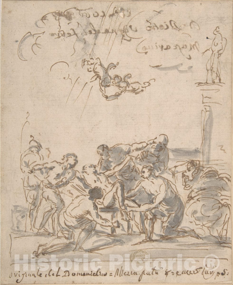 Art Print : Italian, Roman-Bolognese, 17th Century - Martyrdom of Saint Lawrence 1 : Vintage Wall Art