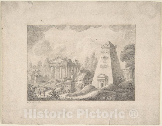 Art Print : Joseph Lemercier - Architectural Fantasy : Vintage Wall Art