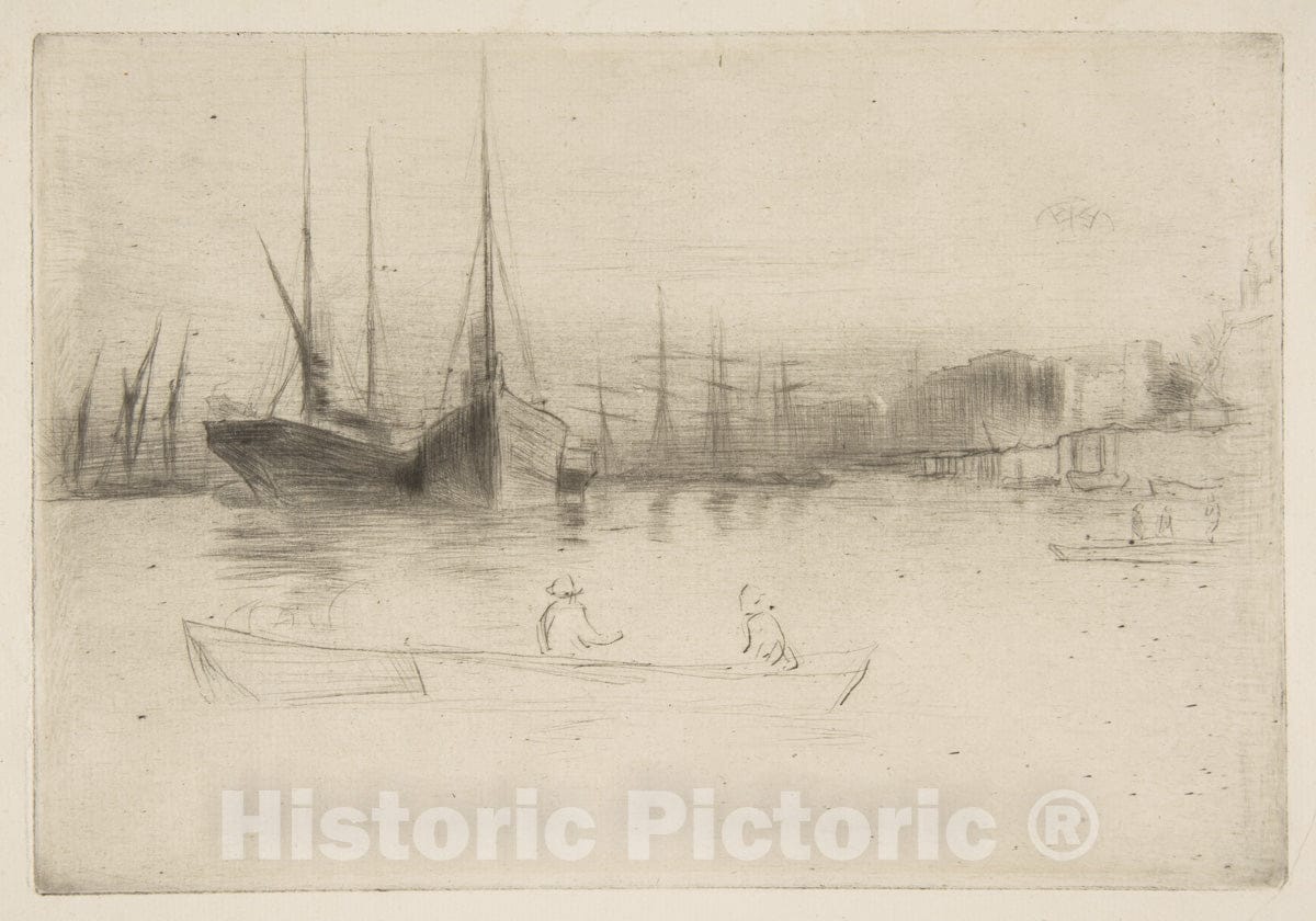 Art Print : James McNeill Whistler - Steamboats Off The Tower : Vintage Wall Art