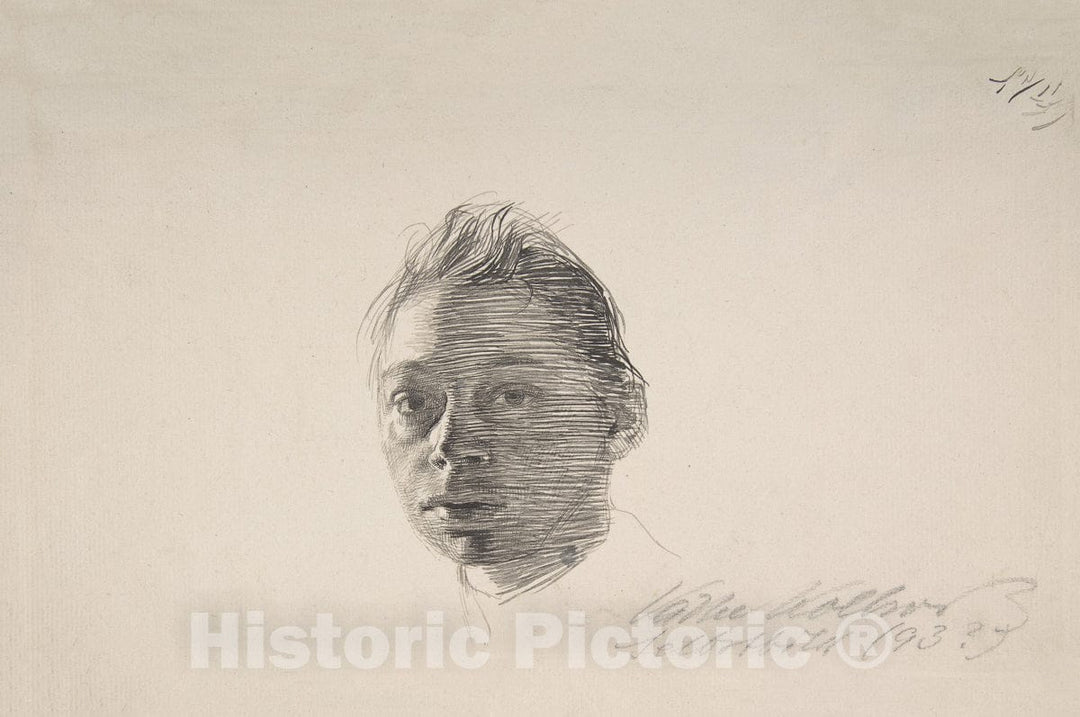 Art Print : Käthe Kollwitz - Self-Portrait, Turned Slightly to The Left : Vintage Wall Art