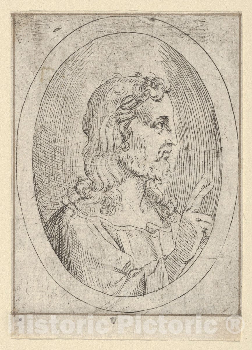 Art Print : Christ seen in Profile Facing Right - Artist: 17th Century - Created: 1600–1640 2 : Vintage Wall Art