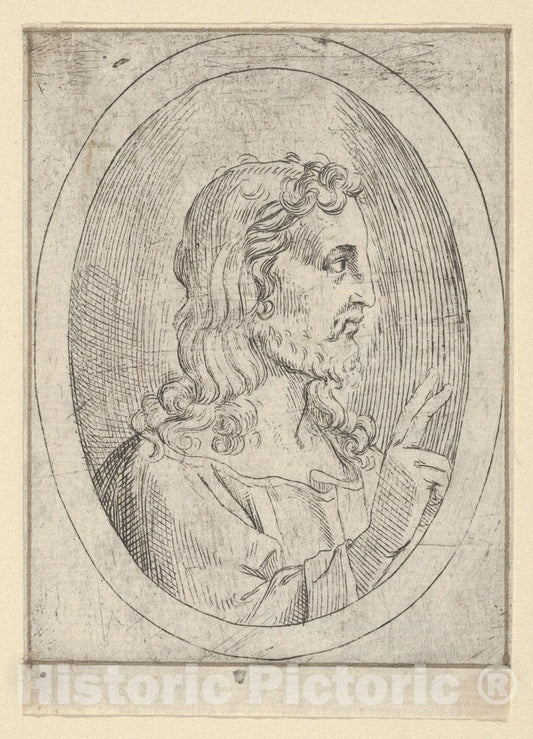 Art Print : Christ seen in Profile Facing Right - Artist: 17th Century - Created: 1600–1640 2 : Vintage Wall Art