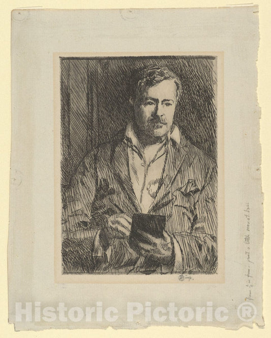 Art Print : Childe Hassam - C.H. Etching : Vintage Wall Art