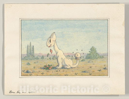 Art Print : Herbert E. Crowley - Here They are Again!, Possibly a Wiggle Much Design : Vintage Wall Art