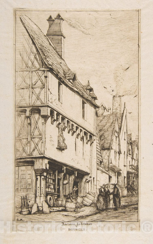 Art Print : Charles Meryon - an Old House, or The Musician's House, Bourges : Vintage Wall Art