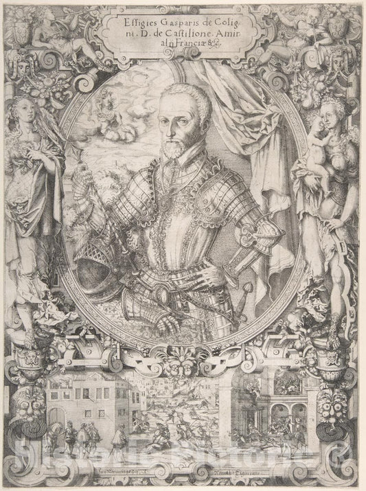 Art Print : Jost Amman - Gaspard de Coligny, Admiral of France : Vintage Wall Art