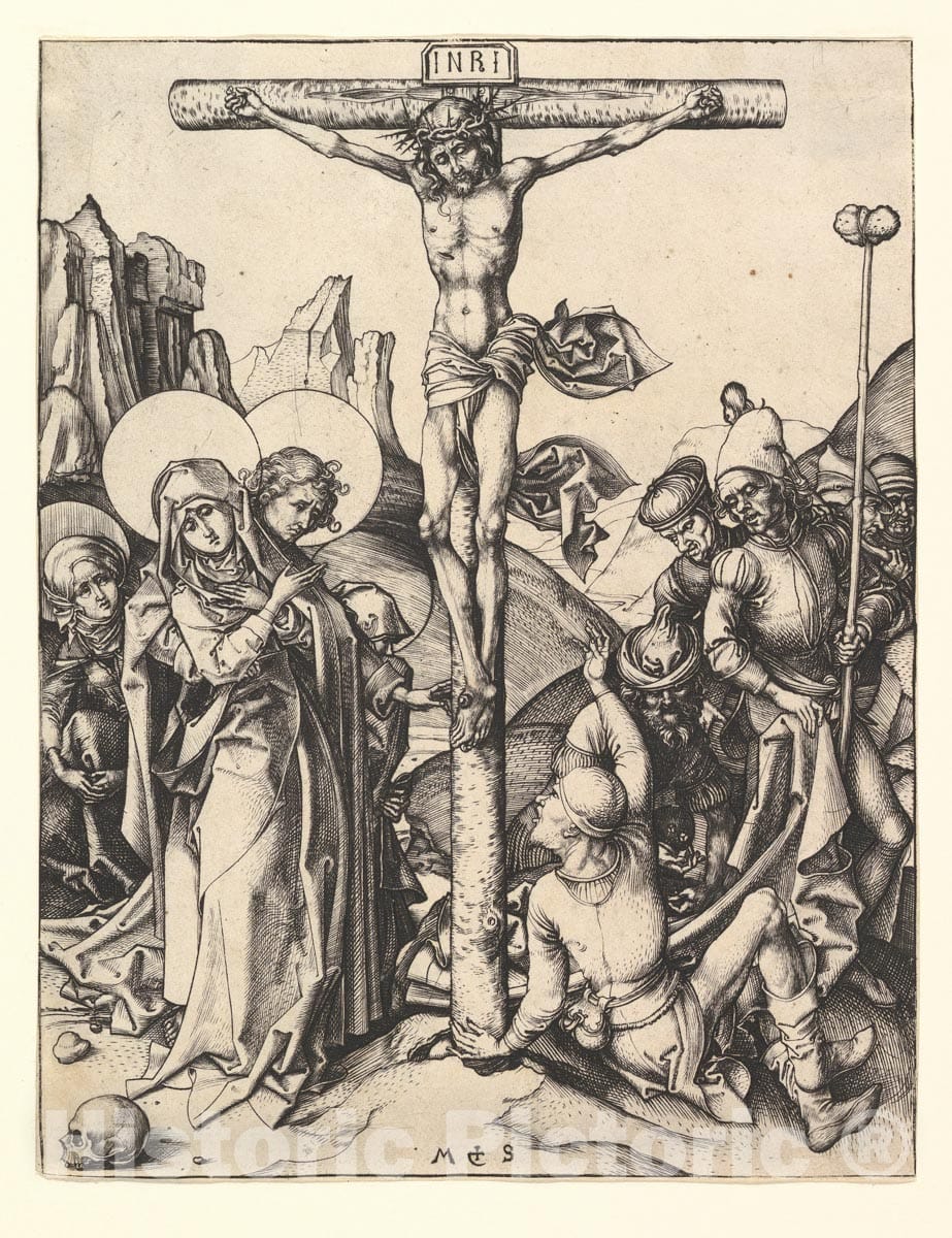 Art Print : Martin Schongauer - Crucifixion : Vintage Wall Art