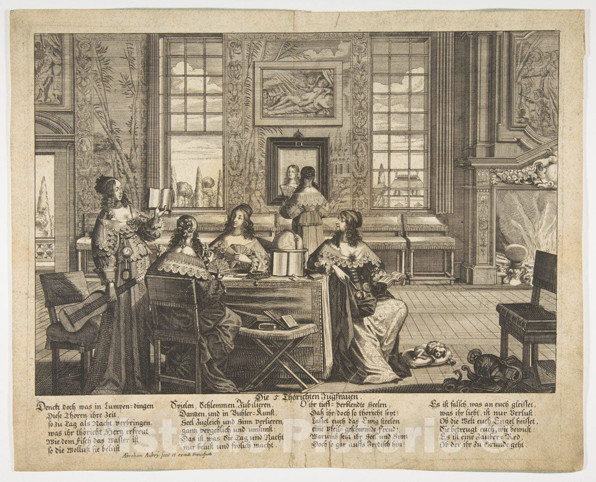 Art Print : Abraham Aubry - The Foolish Virgins Conversing : Vintage Wall Art