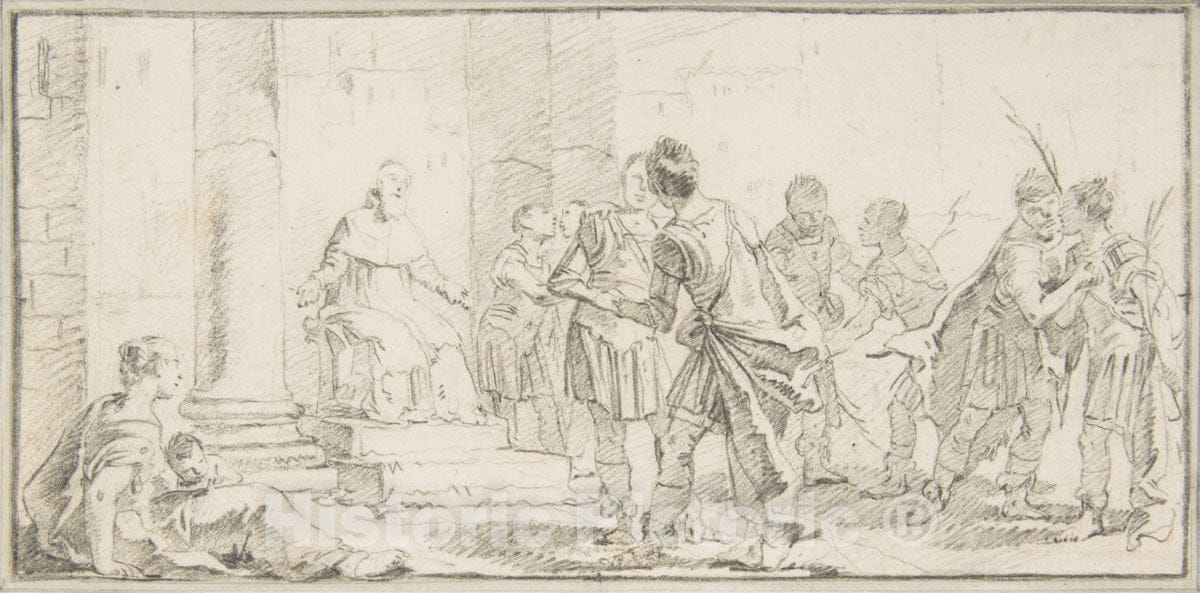 Art Print : Giovanni Battista Tiepolo - Illustration for a Book: Scene of Peacemaking : Vintage Wall Art