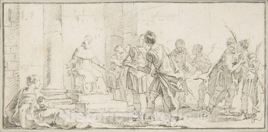 Art Print : Giovanni Battista Tiepolo - Illustration for a Book: Scene of Peacemaking : Vintage Wall Art