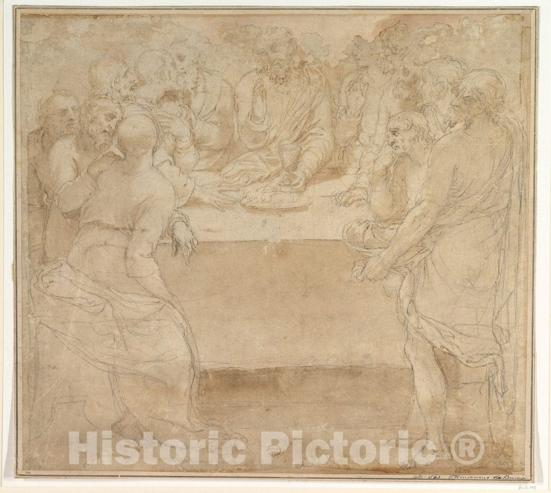 Art Print : Italian, mid-16th Century - Last Supper : Vintage Wall Art