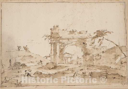 Art Print : Francesco Guardi - Capriccio with Roman Ruins : Vintage Wall Art