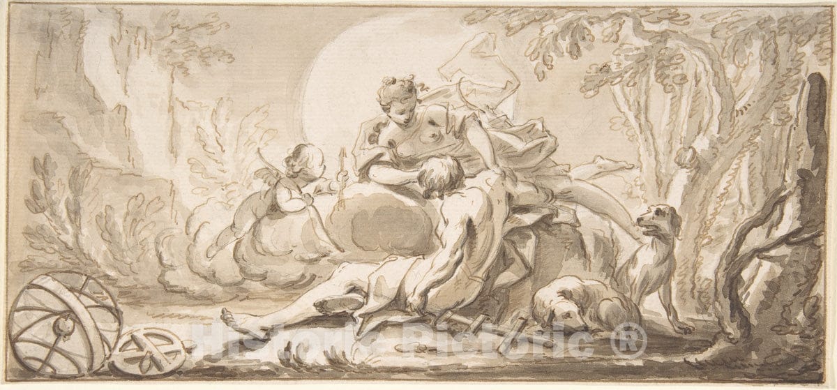 Art Print : Johann Heinrich Keller - Diana and Endymion : Vintage Wall Art