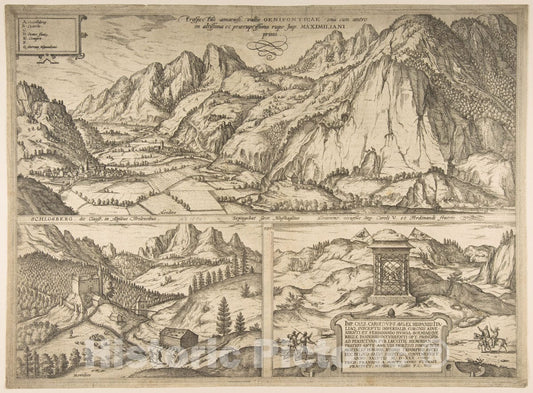 Art Print : Joris Hoefnagel - Innsbruck from The Series Civitates Orbis Terrarum, vol. V, Plate 59 : Vintage Wall Art