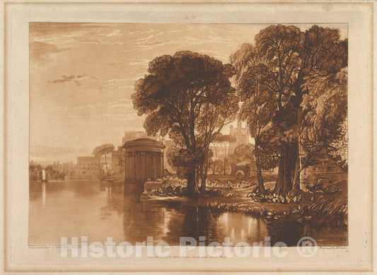 Art Print : Designed and Etched by Joseph Mallord William Turner - Isleworth (Liber Studiorum, Part XIII, Plate 63) : Vintage Wall Art