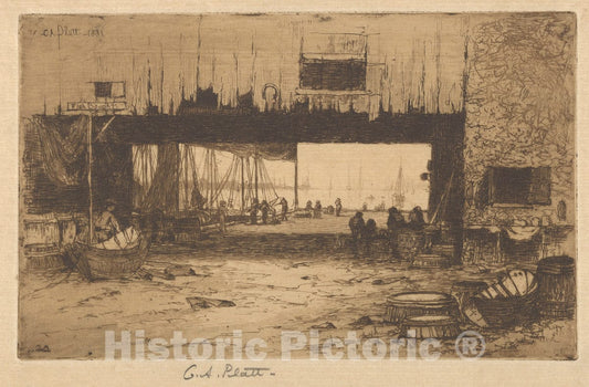 Art Print : Charles Adams Platt - Interior of Fish-Houses : Vintage Wall Art