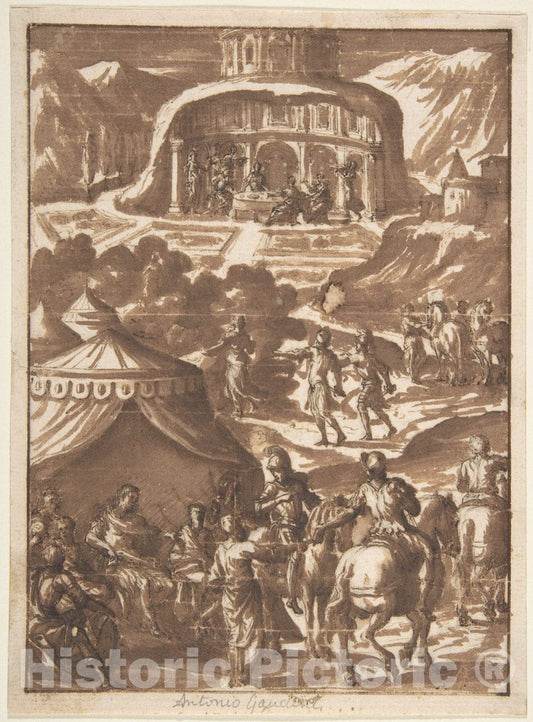 Art Print : Antonio Gandini - Alexander in His Tent (?) : Vintage Wall Art
