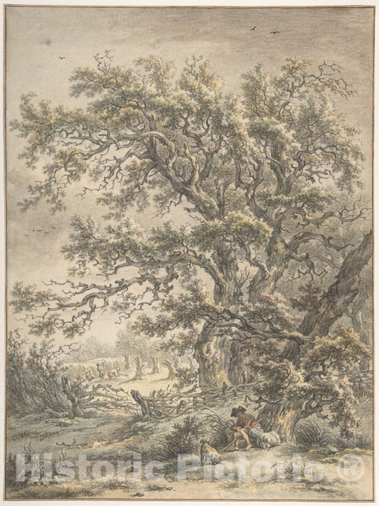 Art Print : Egbert Van Drielst - A Man Resting Under a Tree : Vintage Wall Art