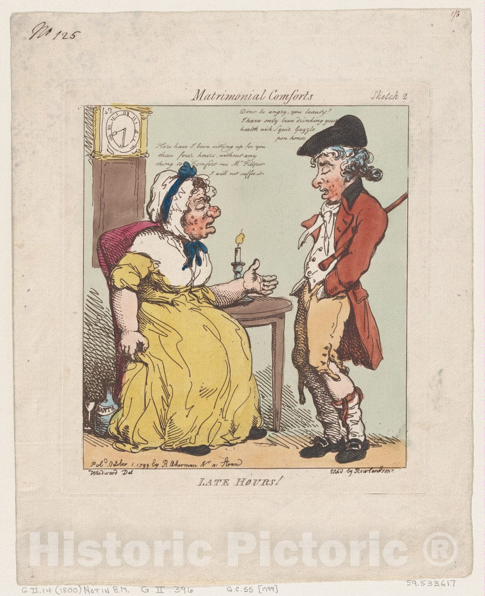 Art Print : Thomas Rowlandson - Late Hours! : Vintage Wall Art