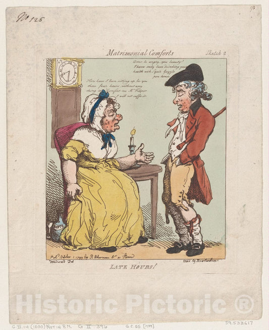 Art Print : Thomas Rowlandson - Late Hours! : Vintage Wall Art