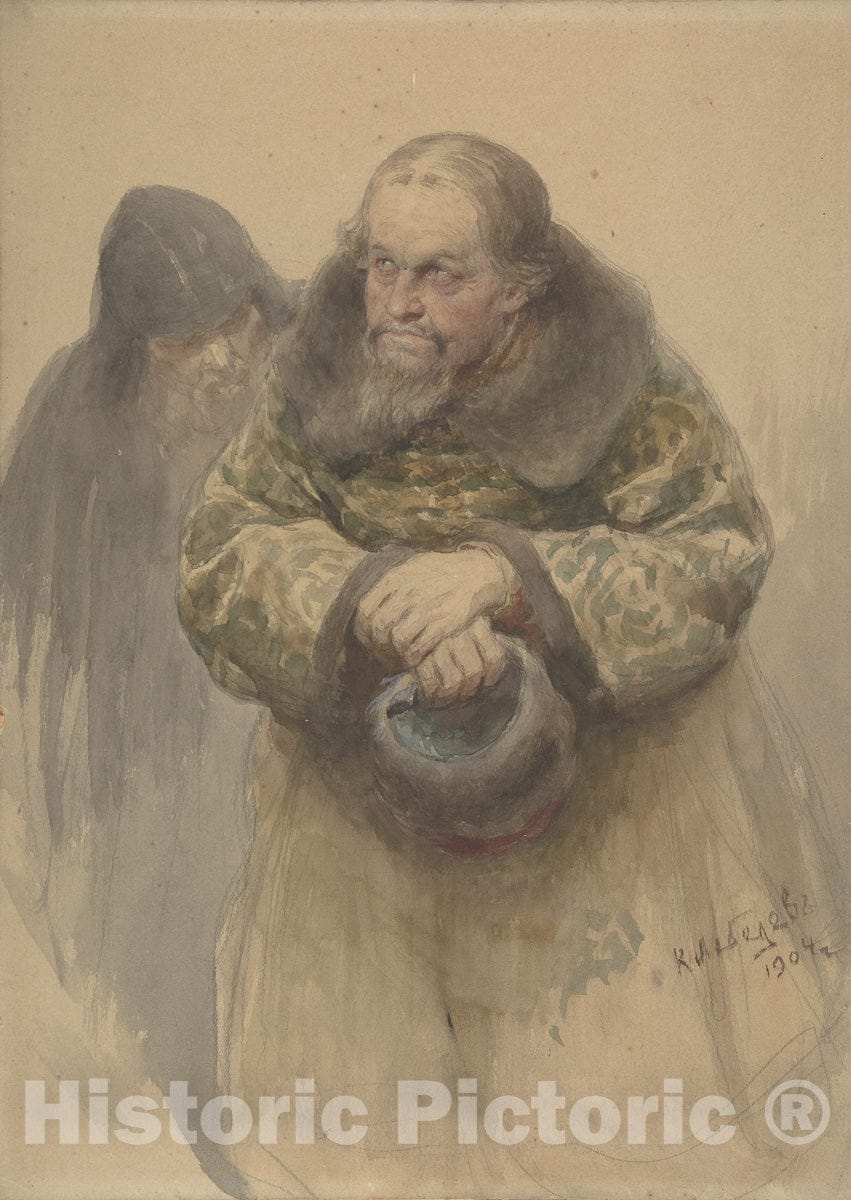 Art Print : Klavdy Vasilyevich Lebedev - Two Russian Men : Vintage Wall Art