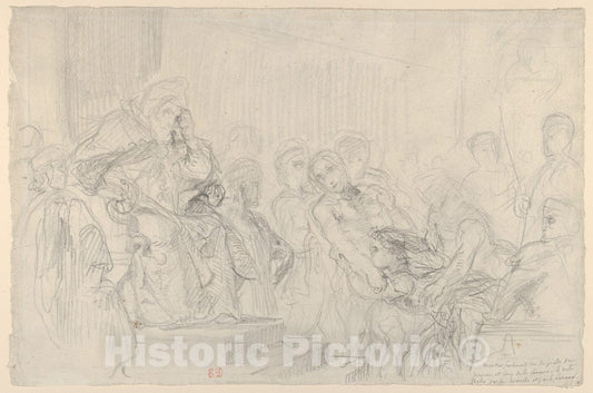 Art Print : Eugène Delacroix - Jacopo Brought Before His Father, The Doge: Study for The Two Foscari : Vintage Wall Art