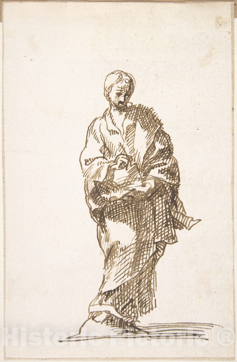Art Print : Spanish, School of Seville, 17th Century - Standing Figure of an Evangelist : Vintage Wall Art