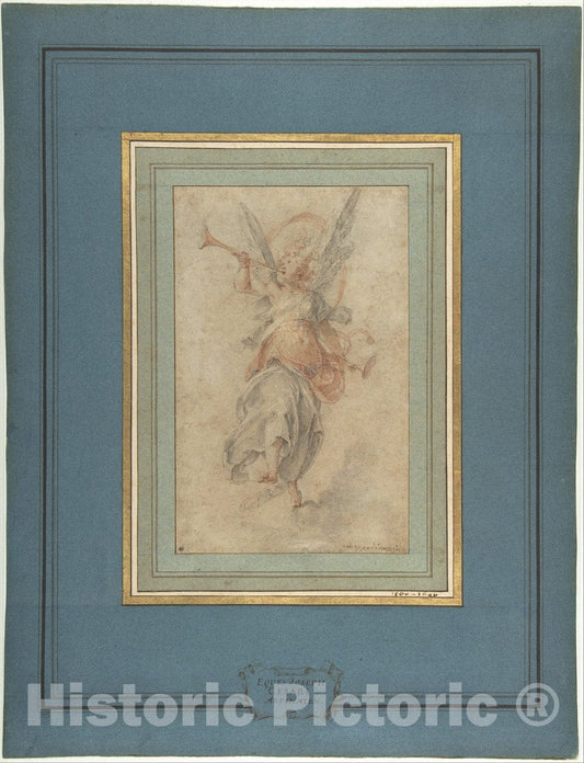 Art Print : Cavaliere d'Arpino (Giuseppe Cesari) - Allegorical Figure of Fame : Vintage Wall Art