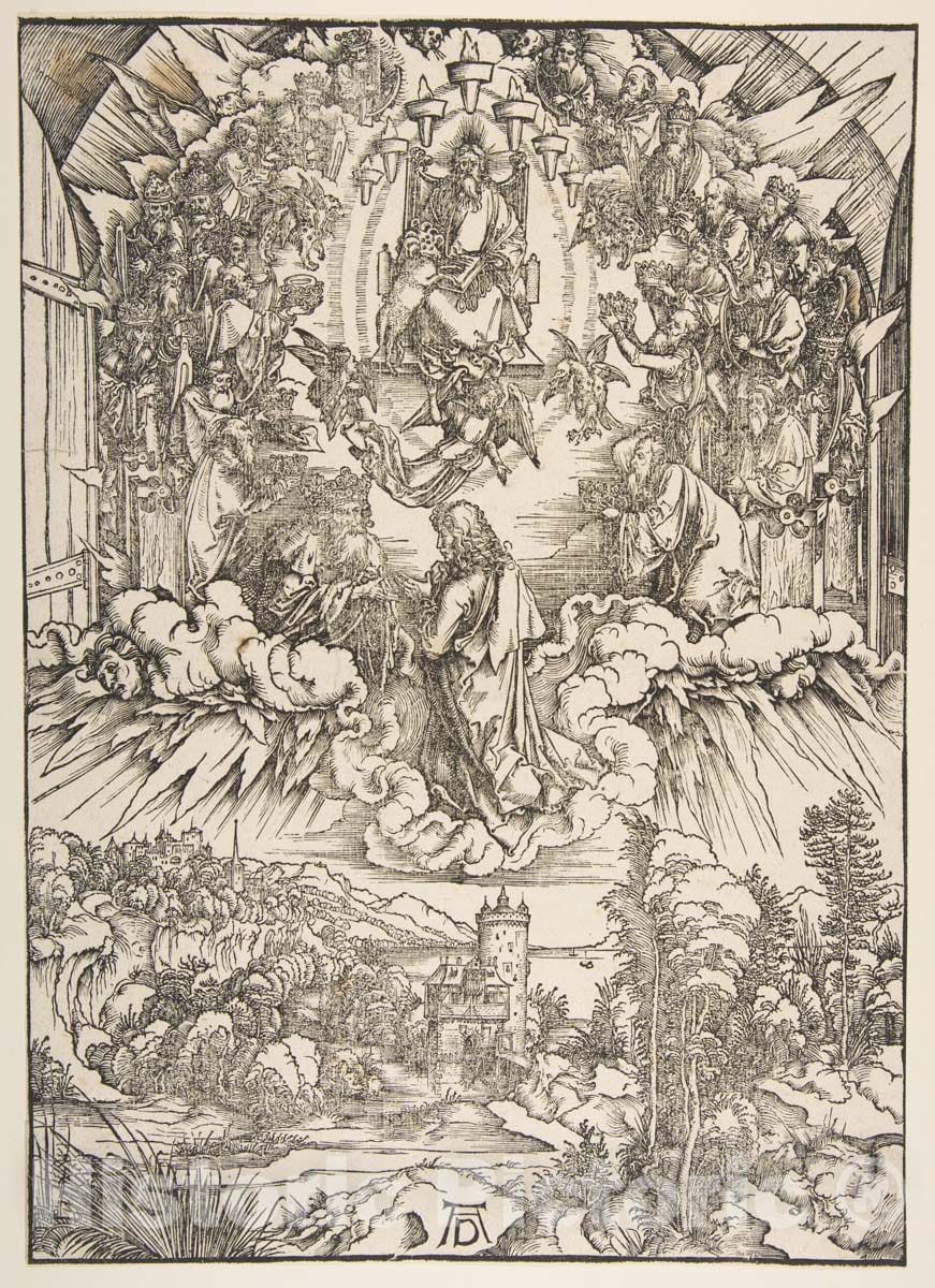 Art Print : Albrecht Dürer - Saint John Before God and The Elders, from The Apocalypse 2 : Vintage Wall Art