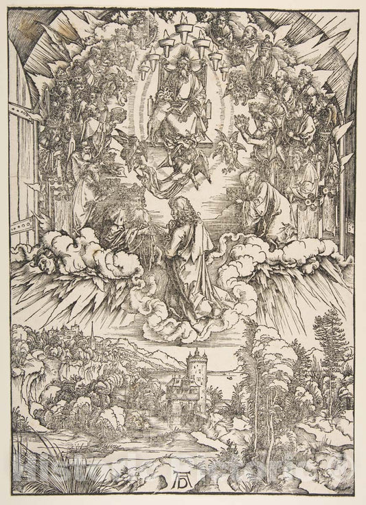 Art Print : Albrecht Dürer - Saint John Before God and The Elders, from The Apocalypse 2 : Vintage Wall Art